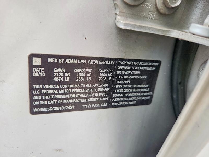 Продаж на аукціоні авто 2011 Buick Regal, vin: W04GU5GC9B1017421, номер лоту: 57299926