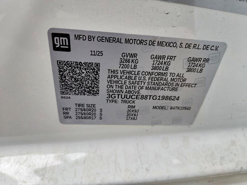 2026 Gmc Sierra მანქანა იყიდება აუქციონზე, vin: 3GTUUCE88TG198624, აუქციონის ნომერი: 57675586