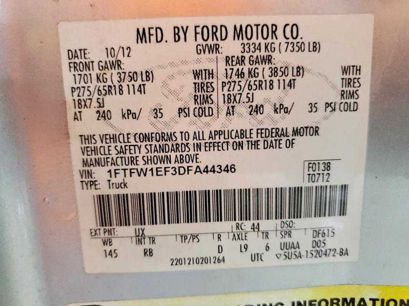 Продаж на аукціоні авто 2013 Ford F150, vin: 1FTFW1EF3DFA44346, номер лоту: 56093236