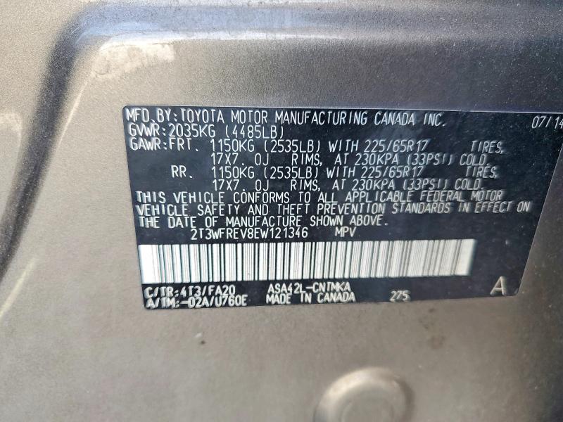 Продаж на аукціоні авто 2014 Toyota Rav4, vin: 2T3WFREV8EW121346, номер лоту: 56892896