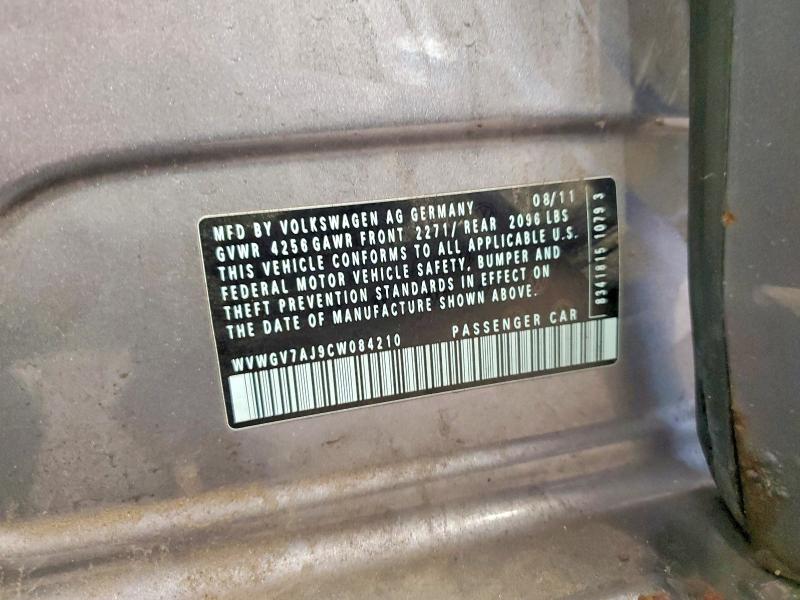 Aukcja sprzedaży 2012 Volkswagen Gti, vin: WVWGV7AJ9CW084210, numer aukcji: 55930376
