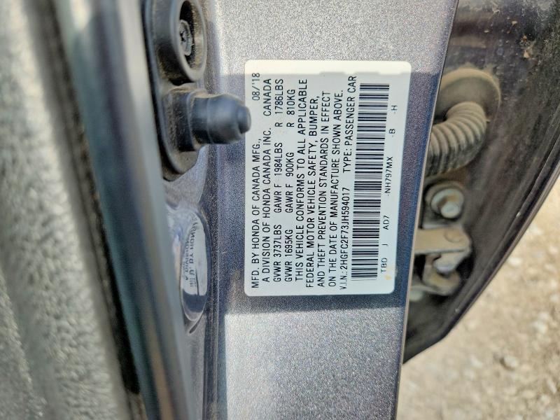 Aukcja sprzedaży 2018 Honda Civic, vin: 2HGFC2F73JH594017, numer aukcji: 56795066