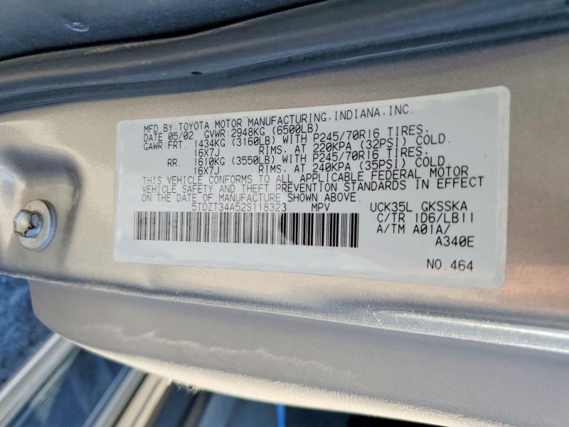 56545866 :رقم المزاد ، 5TDZT34A52S118323 vin ، 2002 Toyota Sequoia مزاد بيع