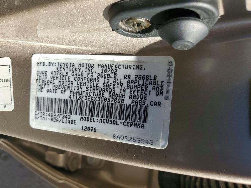 Продажа на аукционе авто 2003 Toyota Camry, vin: 4T1BF32KX3U037668, номер лота: 55194816