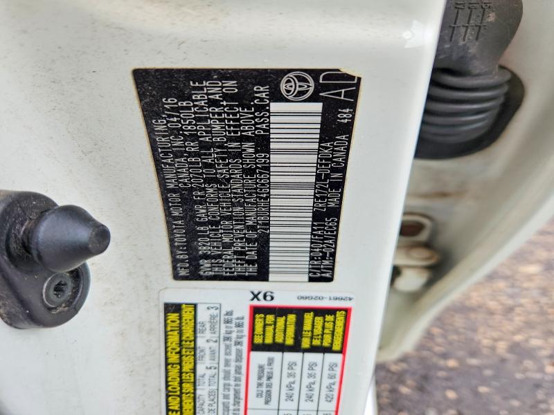Продаж на аукціоні авто 2016 Toyota Corolla, vin: 2T1BURHE4GC667199, номер лоту: 56821496