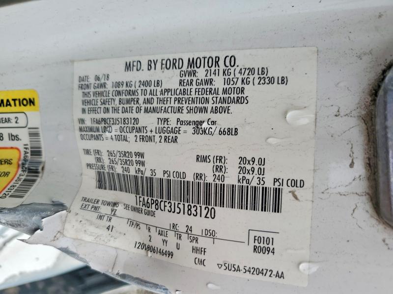 Aukcja sprzedaży 2018 Ford Mustang, vin: 1FA6P8CF3J5183120, numer aukcji: 54776036