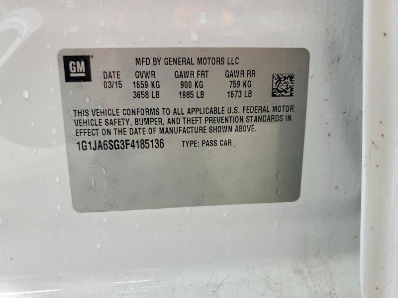 Продажа на аукционе авто 2015 Chevrolet Sonic, vin: 1G1JA6SG3F4185136, номер лота: 55306926