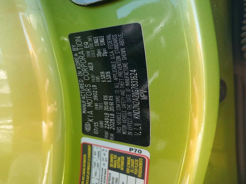 Aukcja sprzedaży 2016 Kia Soul, vin: KNDJN2A21G7831624, numer aukcji: 56770586