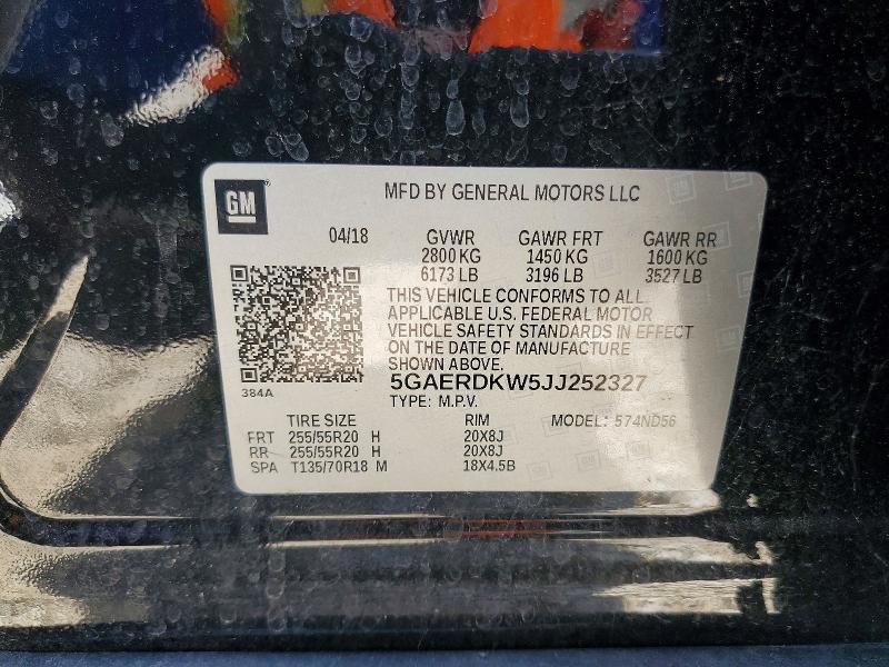 56576976 :رقم المزاد ، 5GAERDKW5JJ252327 vin ، 2018 Buick Enclave مزاد بيع