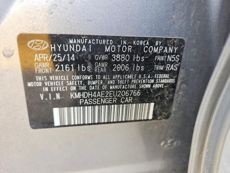 58333686 :رقم المزاد ، KMHDH4AE2EU206766 vin ، 2014 Hyundai Elantra مزاد بيع
