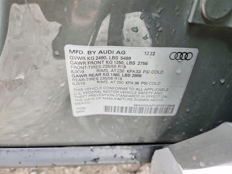2023 Audi Q5 მანქანა იყიდება აუქციონზე, vin: WA1GAAFY4P2073945, აუქციონის ნომერი: 56952206