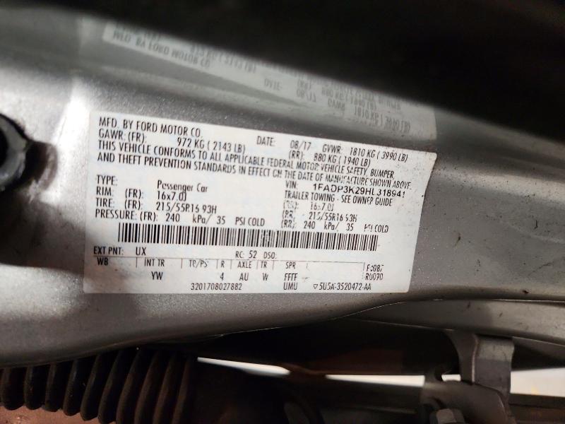 56102066 :رقم المزاد ، 1FADP3K29HL318941 vin ، 2017 Ford Focus مزاد بيع