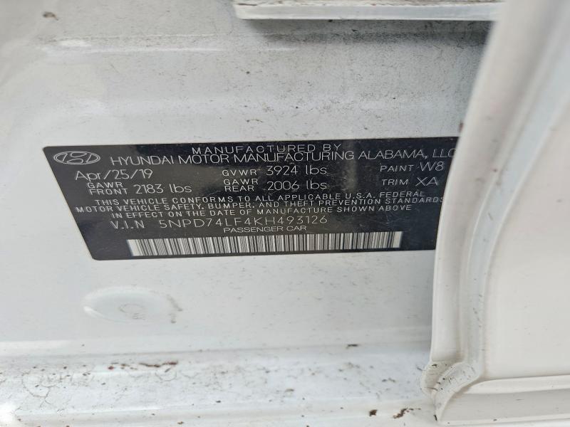 Продаж на аукціоні авто 2019 Hyundai Elantra, vin: 5NPD74LF4KH493126, номер лоту: 55767776