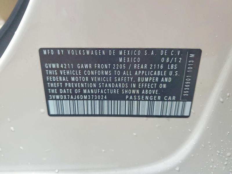 57010836 :رقم المزاد ، 3VWDX7AJ6DM373024 vin ، 2013 Volkswagen Jetta مزاد بيع