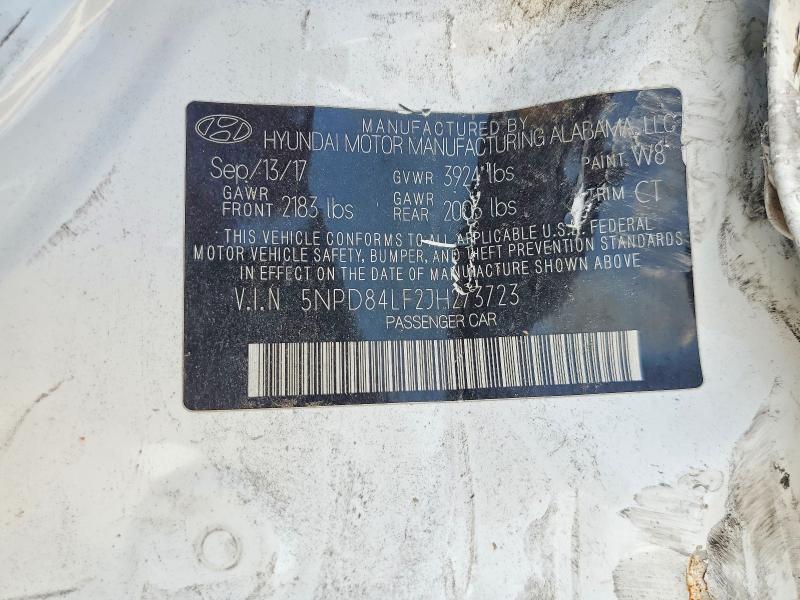 58891006 :رقم المزاد ، 5NPD84LF2JH273723 vin ، 2018 Hyundai Elantra مزاد بيع