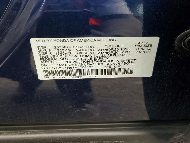 Aukcja sprzedaży 2017 Acura Mdx, vin: 5J8YD4H57HL008185, numer aukcji: 58946946