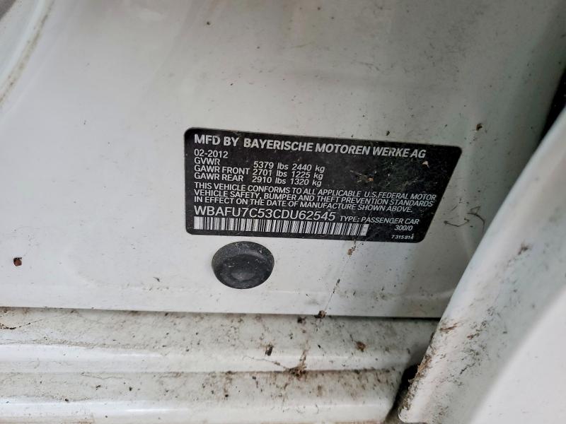 54596436 :رقم المزاد ، WBAFU7C53CDU62545 vin ، 2012 Bmw 535 مزاد بيع