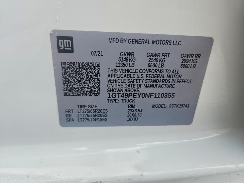 Продажа на аукционе авто 2022 Gmc Sierra, vin: 1GT49PEY0NF110355, номер лота: 56363996
