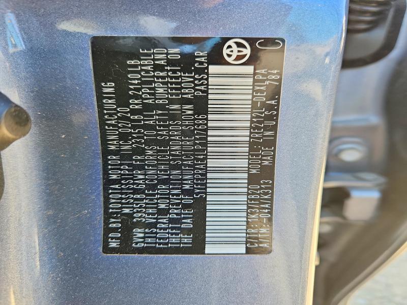 Aukcja sprzedaży 2020 Toyota Corolla, vin: 5YFEPRAE4LP117686, numer aukcji: 56100176