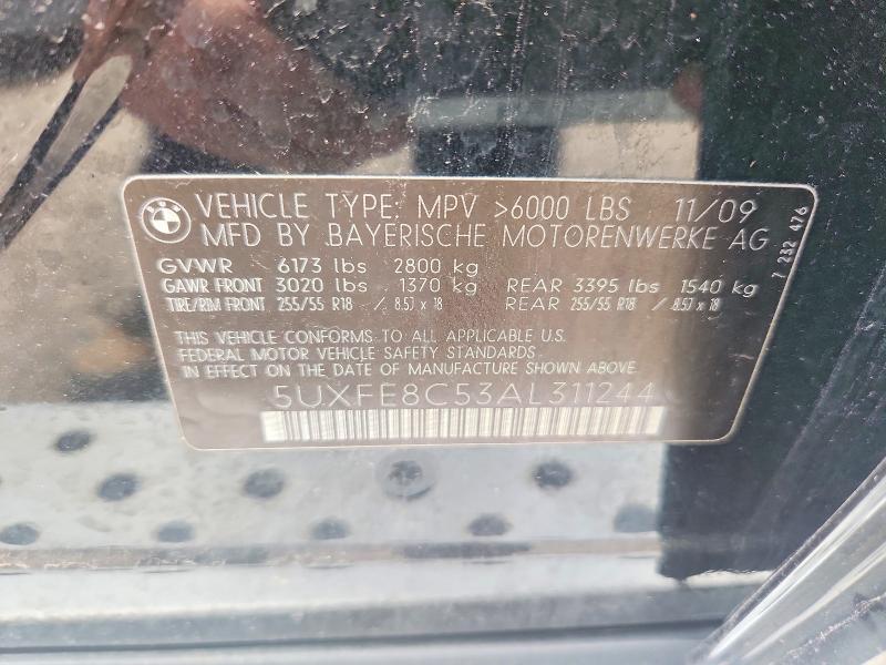 56268826 :رقم المزاد ، 5UXFE8C53AL311244 vin ، 2010 Bmw X5 مزاد بيع