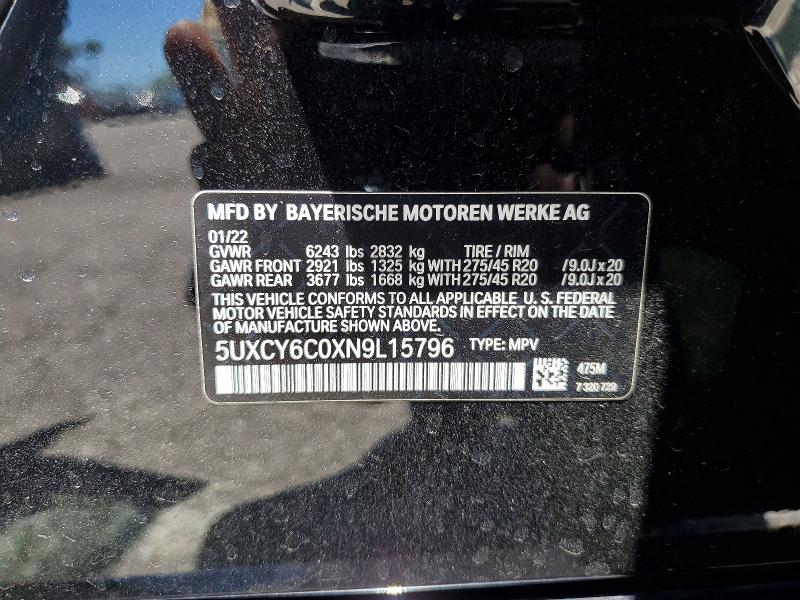 Продаж на аукціоні авто 2022 Bmw X6, vin: 5UXCY6C0XN9L15796, номер лоту: 57696166