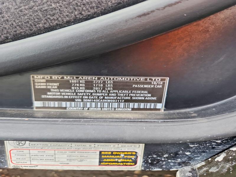 Продажа на аукционе авто 2019 Mclaren Automotive 720s, vin: SBM14DCA8KW003112, номер лота: 55565676