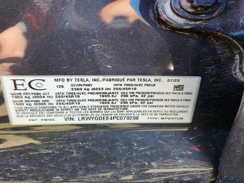 Продажа на аукционе авто 2023 Tesla Model Y, vin: LRWYGDEE4PC079298, номер лота: 55237266