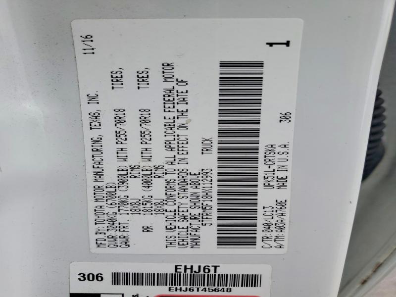 Aukcja sprzedaży 2017 Toyota Tundra, vin: 5TFRM5F18HX112993, numer aukcji: 55645956