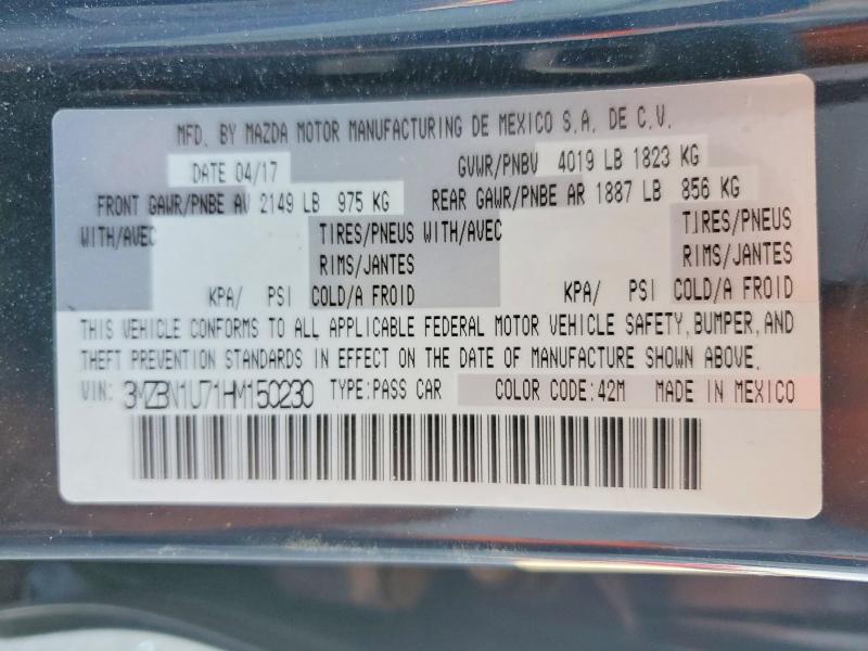 57992226 :رقم المزاد ، 3MZBN1U71HM150230 vin ، 2017 Mazda 3 مزاد بيع