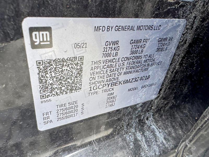 59265546 :رقم المزاد ، 1GCPYBEK6MZ324018 vin ، 2021 Chevrolet Silverado مزاد بيع