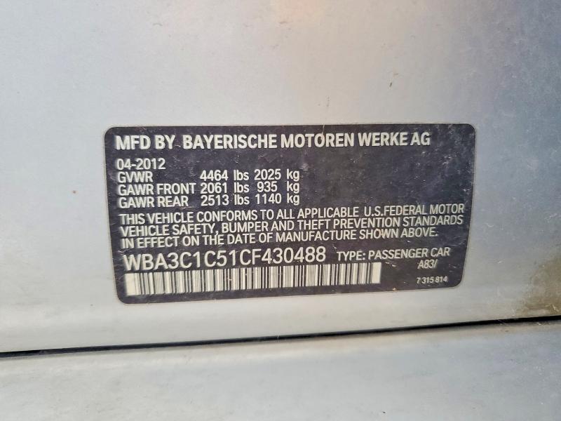 2012 Bmw 328 მანქანა იყიდება აუქციონზე, vin: WBA3C1C51CF430488, აუქციონის ნომერი: 56634936