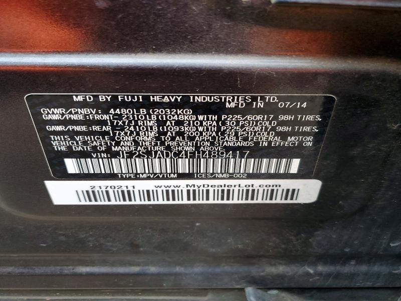 Продажа на аукционе авто 2015 Subaru Forester, vin: JF2SJADC4FH489417, номер лота: 58073366
