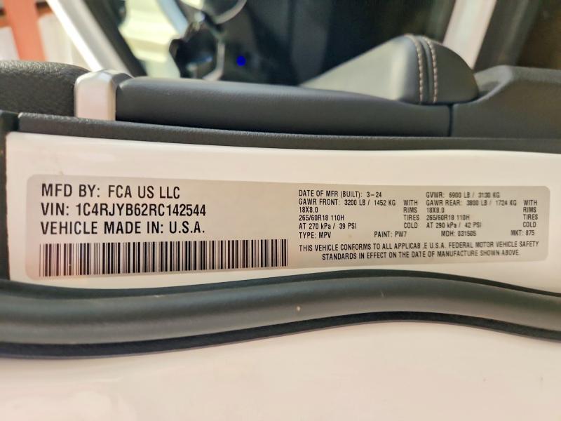 Продажа на аукционе авто 2024 Jeep Grand Cherokee, vin: 1C4RJYB62RC142544, номер лота: 57741316