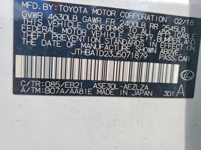 Aukcja sprzedaży 2018 Lexus Is, vin: JTHBA1D23J5071879, numer aukcji: 56843376