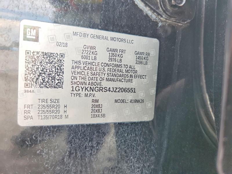 58946346 :رقم المزاد ، 1GYKNGRS4JZ206551 vin ، 2018 Cadillac Xt5 مزاد بيع