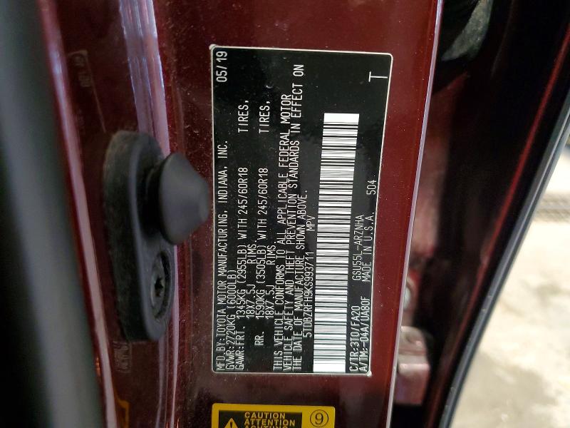 Продажа на аукционе авто 2019 Toyota Highlander, vin: 5TDBZRFH9KS993711, номер лота: 59341216