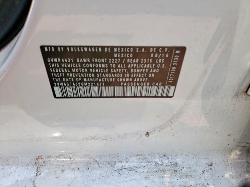 Aukcja sprzedaży 2016 Volkswagen Jetta, vin: 3VW637AJ3GM221677, numer aukcji: 58432786