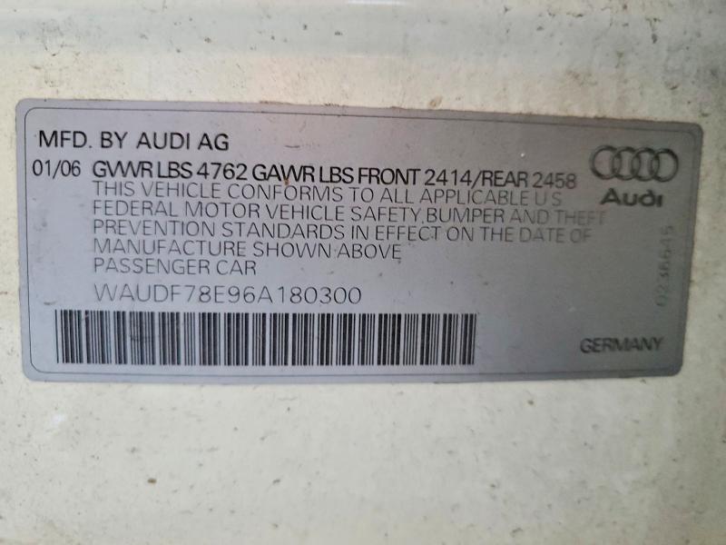 55694286 :رقم المزاد ، WAUDF78E96A180300 vin ، 2006 Audi A4 مزاد بيع