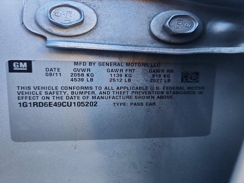 Aukcja sprzedaży 2012 Chevrolet Volt, vin: 1G1RD6E49CU105202, numer aukcji: 55471216
