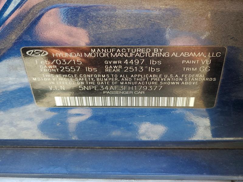 2015 Hyundai Sonata მანქანა იყიდება აუქციონზე, vin: 5NPE34AF3FH179377, აუქციონის ნომერი: 57865296