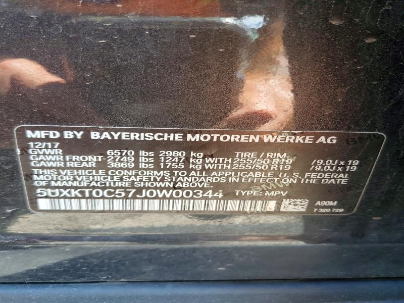 58608036 :رقم المزاد ، 5UXKT0C57J0W00344 vin ، 2018 Bmw X5 مزاد بيع