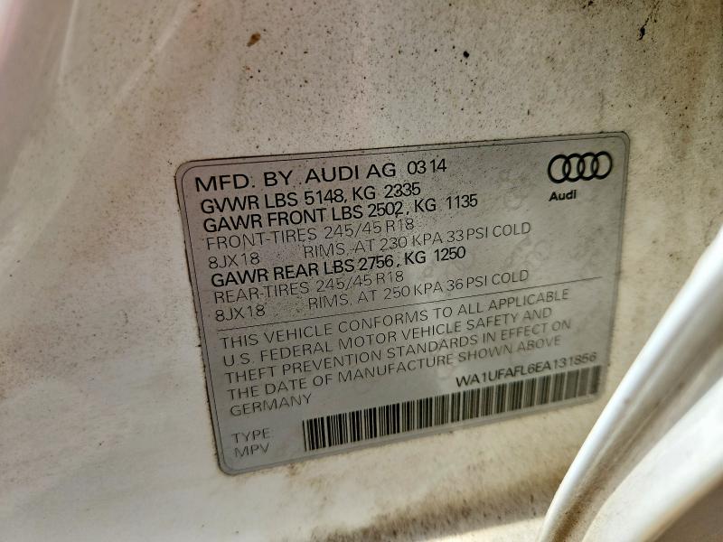 2014 Audi A4 Allroad მანქანა იყიდება აუქციონზე, vin: WA1UFAFL6EA131856, აუქციონის ნომერი: 55841536