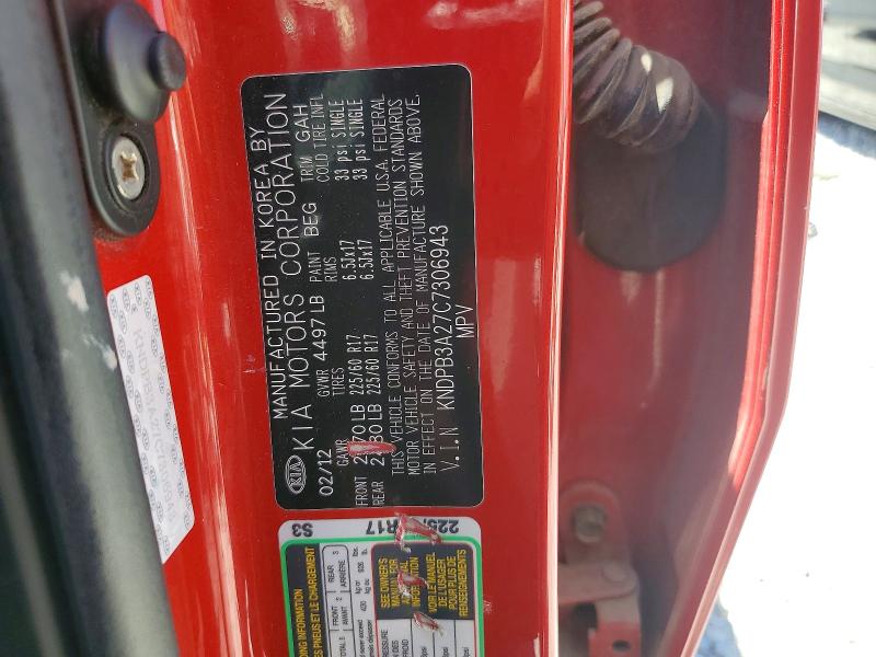 Продаж на аукціоні авто 2012 Kia Sportage, vin: KNDPB3A27C7306943, номер лоту: 55382216