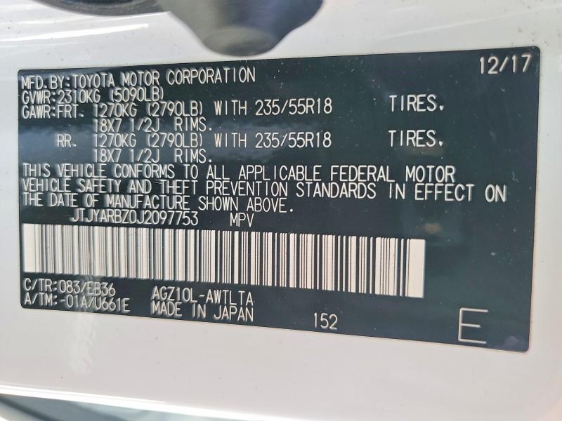Aukcja sprzedaży 2018 Lexus Nx 300, vin: JTJYARBZ0J2097753, numer aukcji: 59177246