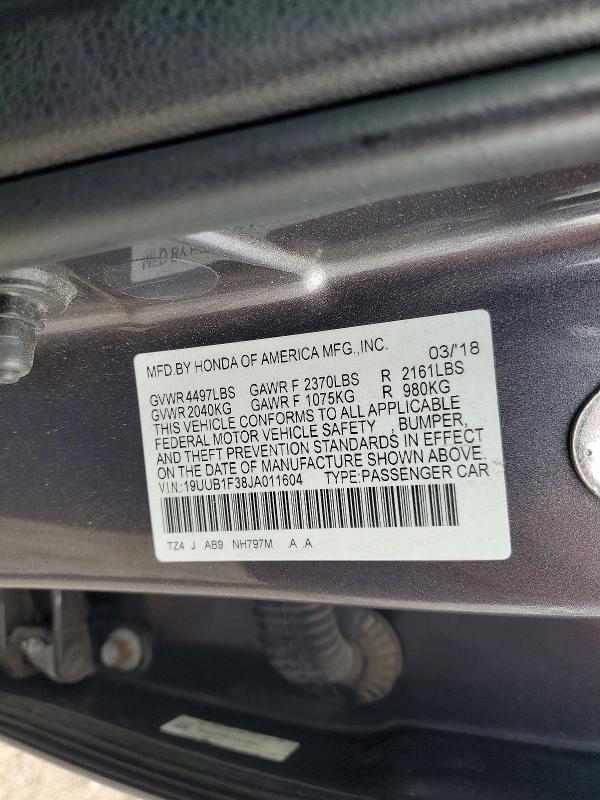 2018 Acura Tlx მანქანა იყიდება აუქციონზე, vin: 19UUB1F38JA011604, აუქციონის ნომერი: 55497406