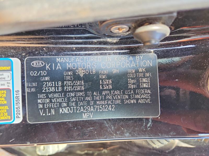 57945856 :رقم المزاد ، KNDJT2A29A7151242 vin ، 2010 Kia Soul مزاد بيع