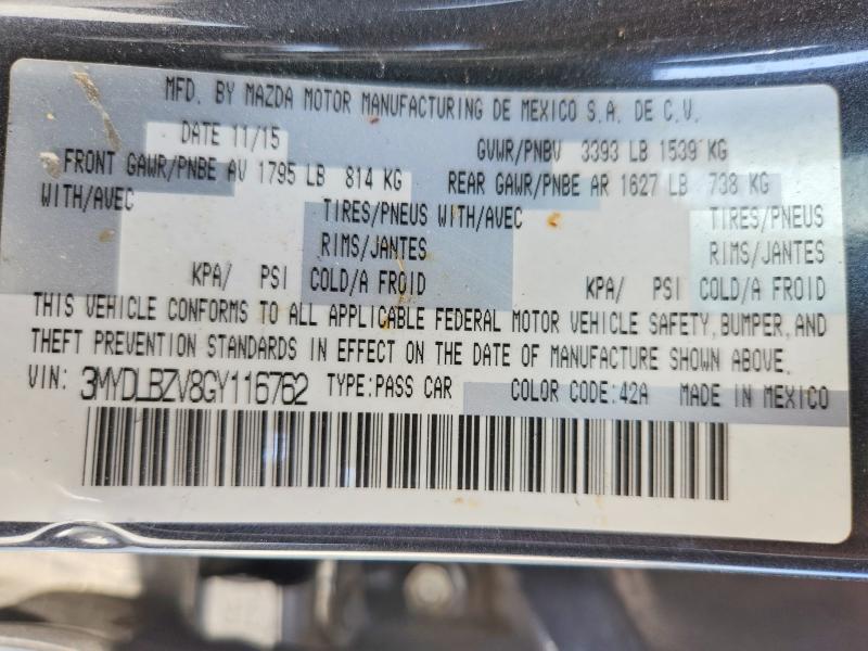 Продажа на аукционе авто 2016 Scion Ia, vin: 3MYDLBZV8GY116762, номер лота: 58480466