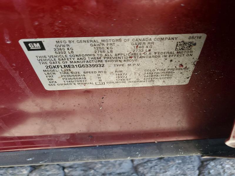 56267006 :رقم المزاد ، 2GKFLRE31G6339932 vin ، 2016 Gmc Terrain مزاد بيع