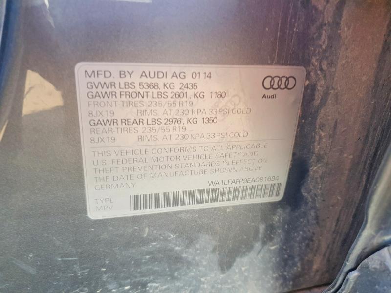 2014 Audi Q5 მანქანა იყიდება აუქციონზე, vin: WA1LFAFP9EA081694, აუქციონის ნომერი: 58476256