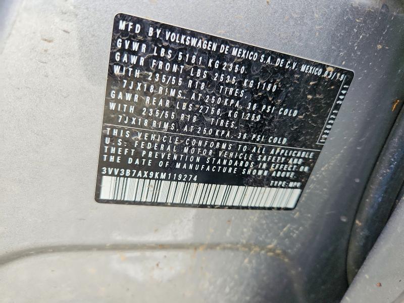 Aukcja sprzedaży 2019 Volkswagen Tiguan, vin: 3VV3B7AX9KM119274, numer aukcji: 56364056